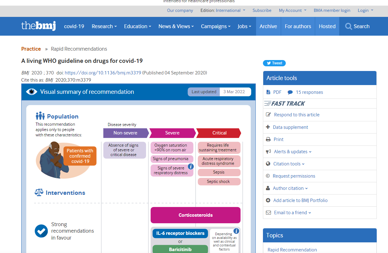 Read more about the article A living WHO guideline on drugs for COVID-19