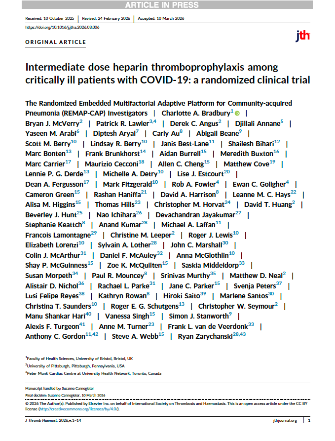 Read more about the article Intermediate dose heparin thromboprophylaxis among critically ill patients with COVID-19: a randomized clinical trial
